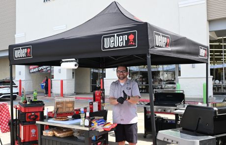 Grill demonstration at hardware store